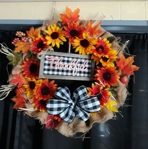 Sunflower Thankful Home Decor Wreath